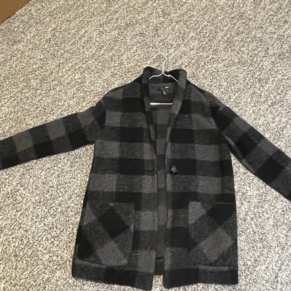 Aqua knit mid length spring jacket